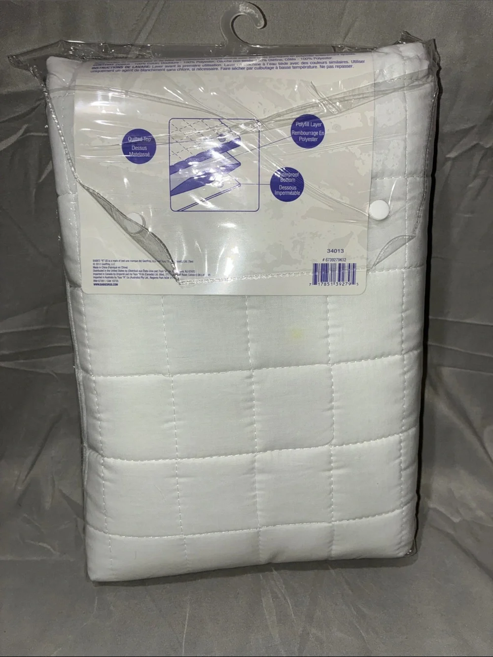 NWT BabiesRUs White Quilted Fitted Waterproof Crib Mattress Cover